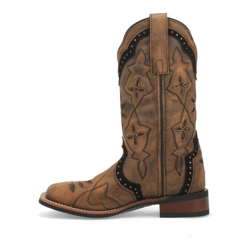 Laredo Women's Bouquet Broad Square Toe Leather Boots - Honey 5844