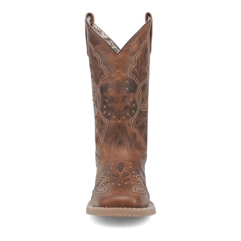 Laredo Women's Dionne Broad Square Toe Leather Boots - Brown 5972