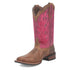 Laredo Women's Faye Broad Square Toe Leather Boots - Brown / Pink 3117