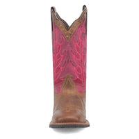 Laredo Women's Faye Broad Square Toe Leather Boots - Brown / Pink 3117