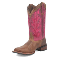 Laredo Women's Faye Broad Square Toe Leather Boots - Brown / Pink 3117