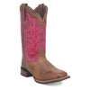 Laredo Women's Faye Broad Square Toe Leather Boots - Brown / Pink 3117