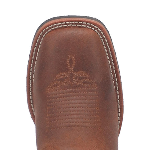 Laredo Women's Faye Broad Square Toe Leather Boots - Brown / Turquoise 3116