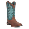 Laredo Women's Faye Broad Square Toe Leather Boots - Brown / Turquoise 3116