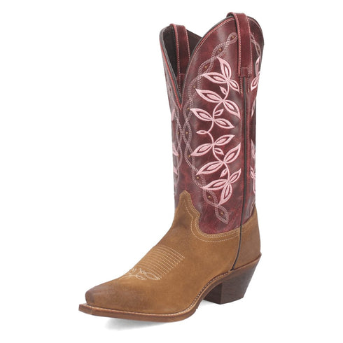 Laredo Women's Kama Snip Toe Leather Boots - Honey/Red 20005