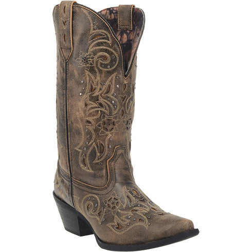 Laredo Women's Vanessa Wide Calf Leather Snip Toe Boots - Brown