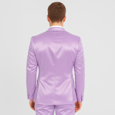 Lavender Satin Tuxedo Set – 4-Piece Statement for Weddings & Proms