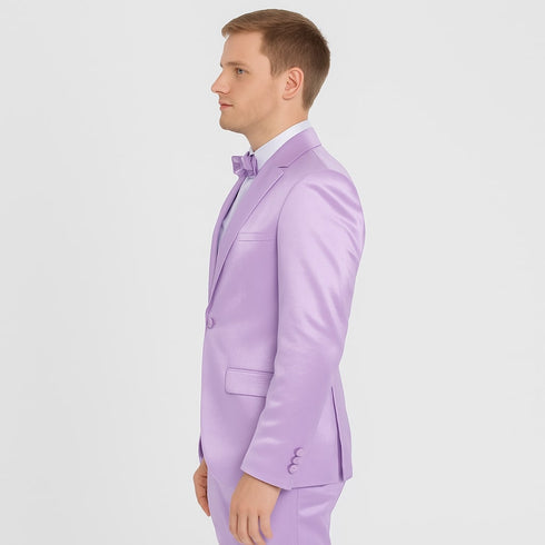 Lavender Satin Tuxedo Set – 4-Piece Statement for Weddings & Proms