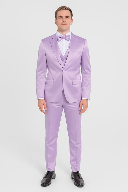 Lavender Satin Tuxedo Set – 4-Piece Statement for Weddings & Proms