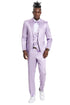 Men's One Button Vested Shiny Satin Sharkskin Prom & Wedding Lavender Party Suit Lavender Prom Tuxedos