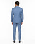 Mens 2 Button Slim Fit Wool Suit With Double Breasted Vest in Steel Blue