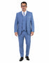 Mens 2 Button Slim Fit Wool Suit With Double Breasted Vest in Steel Blue