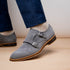 Zelli Legerra Contemporary Goat Suede Monk Strap Shoes in Grey