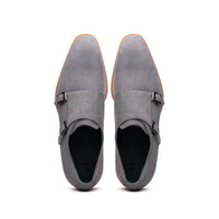 Zelli Legerra Contemporary Goat Suede Monk Strap Shoes in Grey