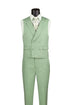 Light Green Modern Fit 3-Piece Suit with Lapel Vest & Adjustable Pants