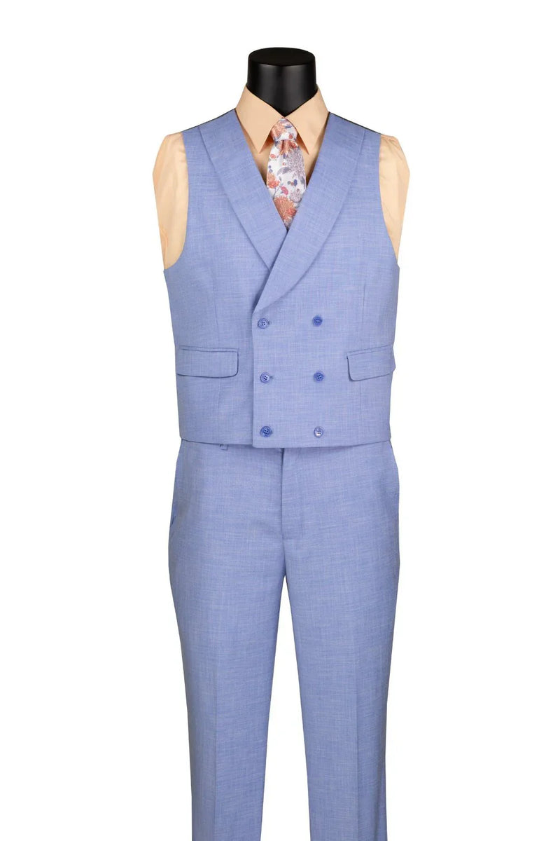 Light Brown Modern Fit 3 Piece Suit with Vest and Adjustable Waist Band Pants