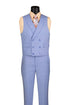 Light Blue Modern Fit 3-Piece Suit with Lapel Vest & Adjustable Pants