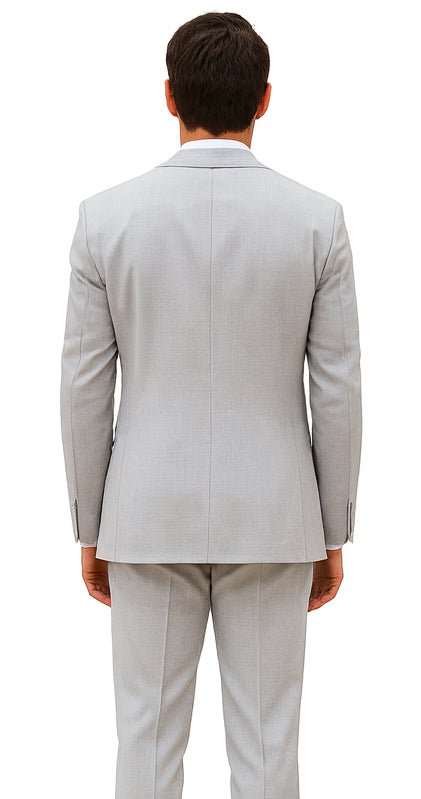 Light Grey Wedding Groomsmen Suits Three Pieces Notched Lapel Men Suits