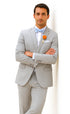 Light Grey Wedding Groomsmen Suits Three Pieces Notched Lapel Men Suits