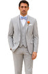 Light Grey Wedding Groomsmen Suits Three Pieces Notched Lapel Men Suits