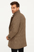 Mens Gray and Light Brown Glen Plaid Wool Overcoat – Double-Breasted Vintage Check Coat