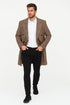 Mens Gray and Light Brown Glen Plaid Wool Overcoat – Double-Breasted Vintage Check Coat