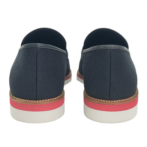 Linen Loafer With Gold Tone Buckle