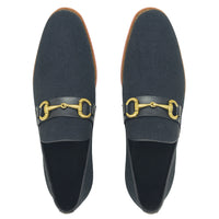 Carrucci Linen Loafer With Gold Tone Buckle