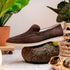 Zelli Livorno Sueded Italian Goatskin Slip-On Loafers in Brown