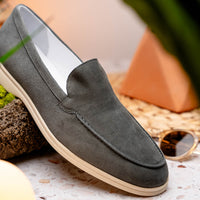 Zelli Livorno Casual Sueded Goatskin Slip-On Loafer in Grey