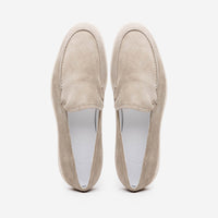Zelli Livorno Sueded Italian Goatskin Casual Slip-On Loafer in Bone