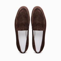 Zelli Livorno Sueded Italian Goatskin Slip-On Loafers in Brown