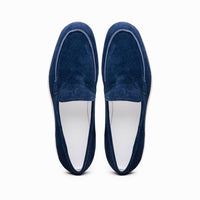 Zelli Livorno Sueded Italian Goatskin Slip-On Loafer in Navy