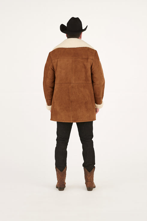 Long Sheepskin Brown Western Jacket