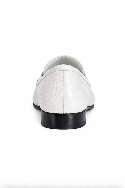 Los Altos All-Over White Crocodile Belly Loafers