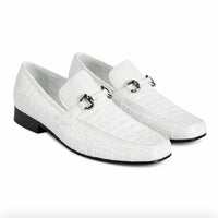 Los Altos All-Over White Crocodile Belly Loafers