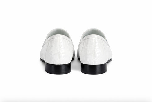 Los Altos All-Over White Crocodile Belly Loafers