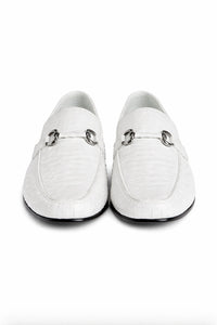 Los Altos All-Over White Crocodile Belly Loafers