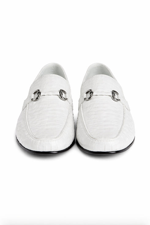 Los Altos All-Over White Crocodile Belly Loafers