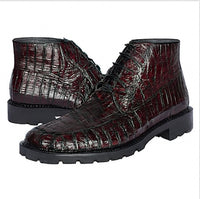 Los Altos Black Cherry Caiman Belly Lugz Sole Mens Boots