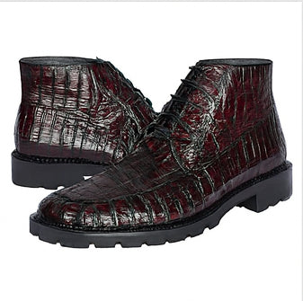 Los Altos Black Cherry Caiman Belly Lugz Sole Mens Boots