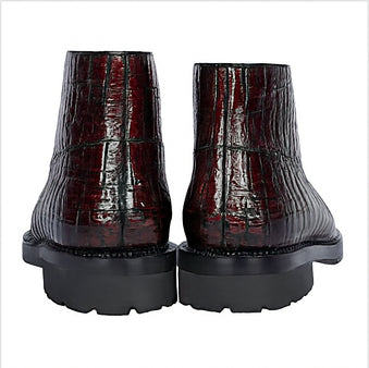 Los Altos Black Cherry Caiman Belly Lugz Sole Mens Boots