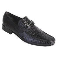 Los Altos Black Crocodile Lizard Metal Bit Loafers