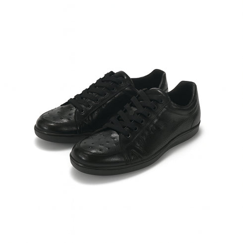 Los Altos Black Genuine Ostrich Casual Shoes