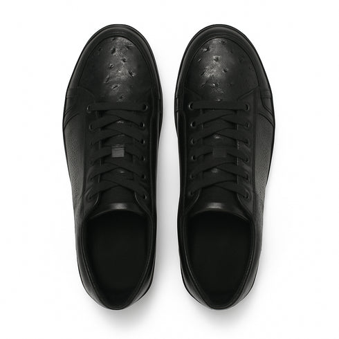 Los Altos Black Genuine Ostrich Casual Shoes