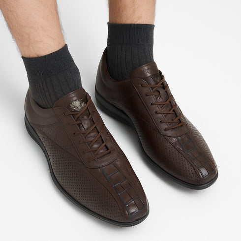 Los Altos Brown Caiman Tail Casual Shoes