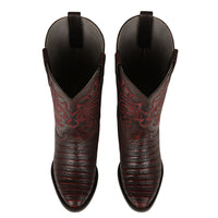 Los Altos Men's Black Cherry Caiman Belly Round Toe Boots