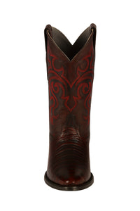 Los Altos Men's Black Cherry Caiman Belly Round Toe Boots