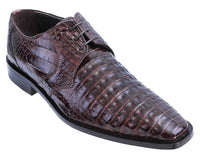 Los Altos Men's Brown Crocodile Shoes Italian Toe Gator Shoes