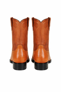 Los Altos Men's Genuine Lizard Teju Skin Saddle Zipper Roper Toe Boot